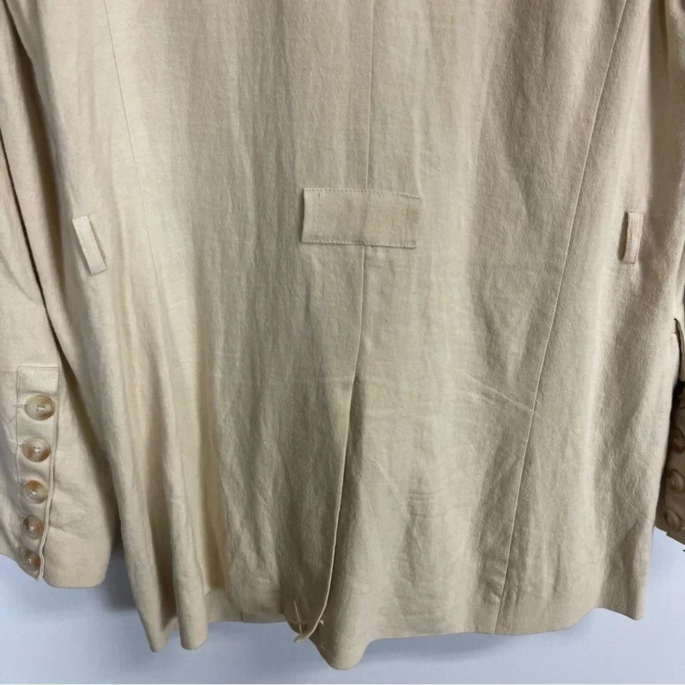Free People Blazer Womens Size Medium Jacket Linen Olivia Button Up Sand Beige